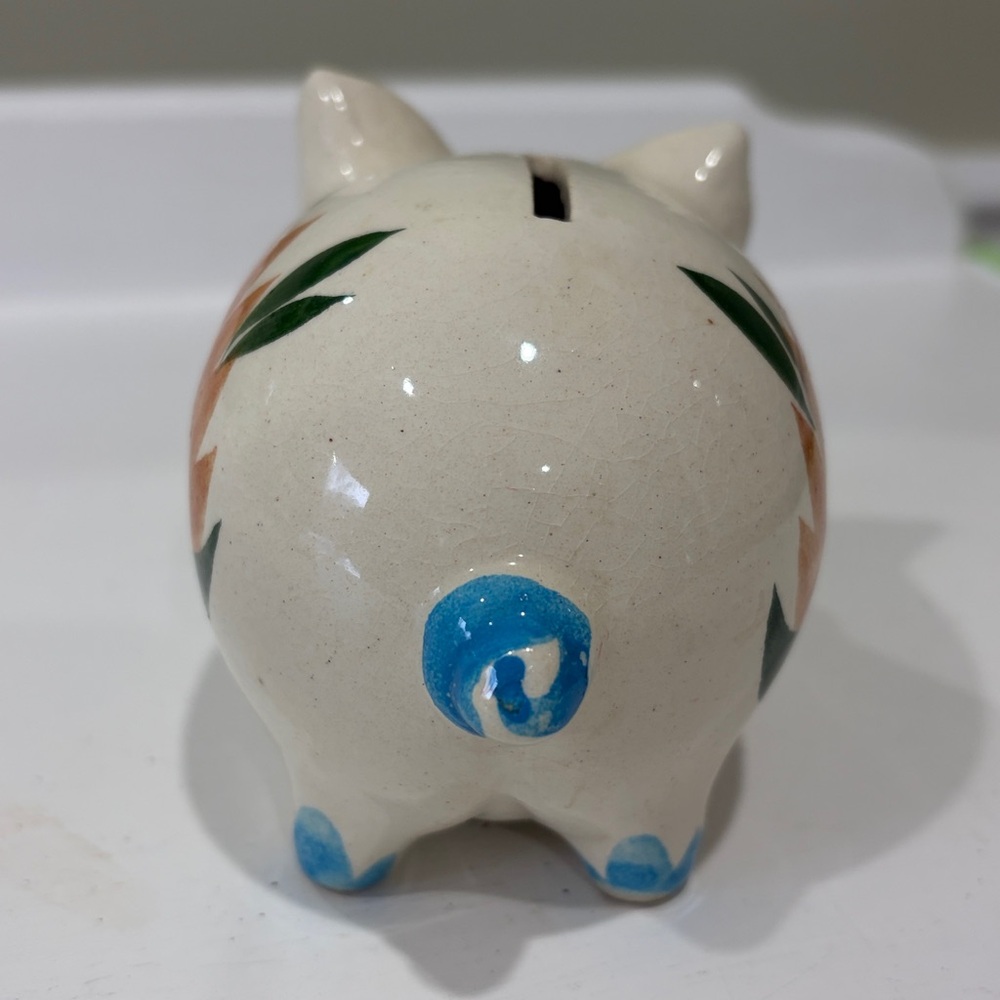 VINTAGE Mexican Folk Art Ceramic Piggy Bank Pig - Picture 4 of 6
